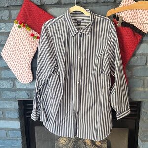 Lands End and White Striped Casual Shirt